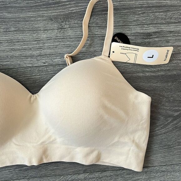 TRUEKIND Supportive Comfort Wireless Shaping Bra Large Beige Convertible Straps - Picture 7 of 11